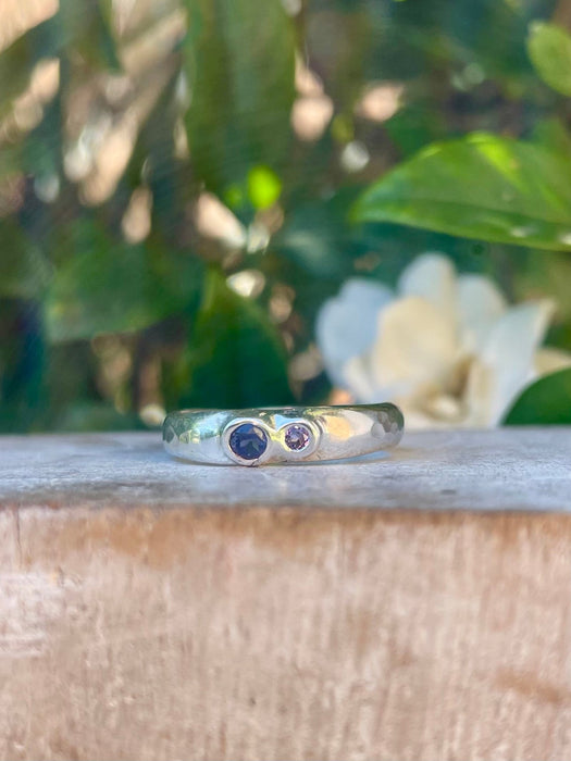 Treasure Ring – Handmade Sterling Silver with Iolite & Amethyst - Kathy Sayce Jewellery