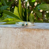 Treasure Ring - Organic Sterling Silver Band Set with Blue - Green Tourmaline - Kathy Sayce Jewellery