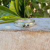 Treasure Ring - Organic Sterling Silver Band Set with Blue - Green Tourmaline - Kathy Sayce Jewellery