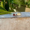 Treasure Ring - Organic Sterling Silver Band Set with Garnet and Sapphire - Kathy Sayce Jewellery