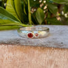 Treasure Ring - Organic Sterling Silver Band Set with Garnet and Sapphire - Kathy Sayce Jewellery