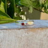 Treasure Ring - Organic Sterling Silver Band Set with Garnet and Sapphire - Kathy Sayce Jewellery