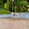 Treasure Ring - Organic Sterling Silver Band Set with Garnet and Sapphire - Kathy Sayce Jewellery