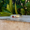 Treasure Ring - Organic Sterling Silver Band Set with Garnet and Sapphire - Kathy Sayce Jewellery