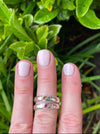 Treasure Ring - Organic Sterling Silver Band Set with Peridot and Sapphire - Kathy Sayce Jewellery