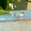 Treasure Ring - Organic Sterling Silver Band Set with Peridot and Sapphire - Kathy Sayce Jewellery