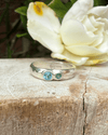 Treasure Ring - Organic Sterling Silver Band Set with Topaz and Emerald - Kathy Sayce Jewellery