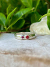 Treasure Ring - Sterling Silver Ring with Red Garnet & Rhodolite Garnet – Handmade Organic Band - Kathy Sayce Jewellery