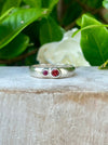 Treasure Ring - Sterling Silver Ring with Red Garnet & Rhodolite Garnet – Handmade Organic Band - Kathy Sayce Jewellery