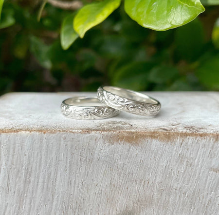 Sterling Silver Patterned Band - Kathy Sayce Jewellery